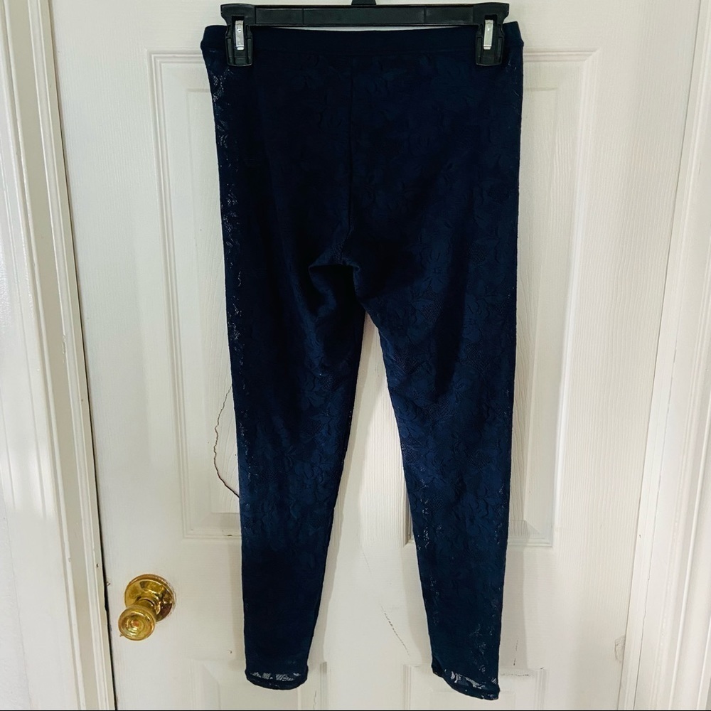 RUEHL NO.925 navy lace mesh ankle stretch leggings size medium - Picture 4 of 14